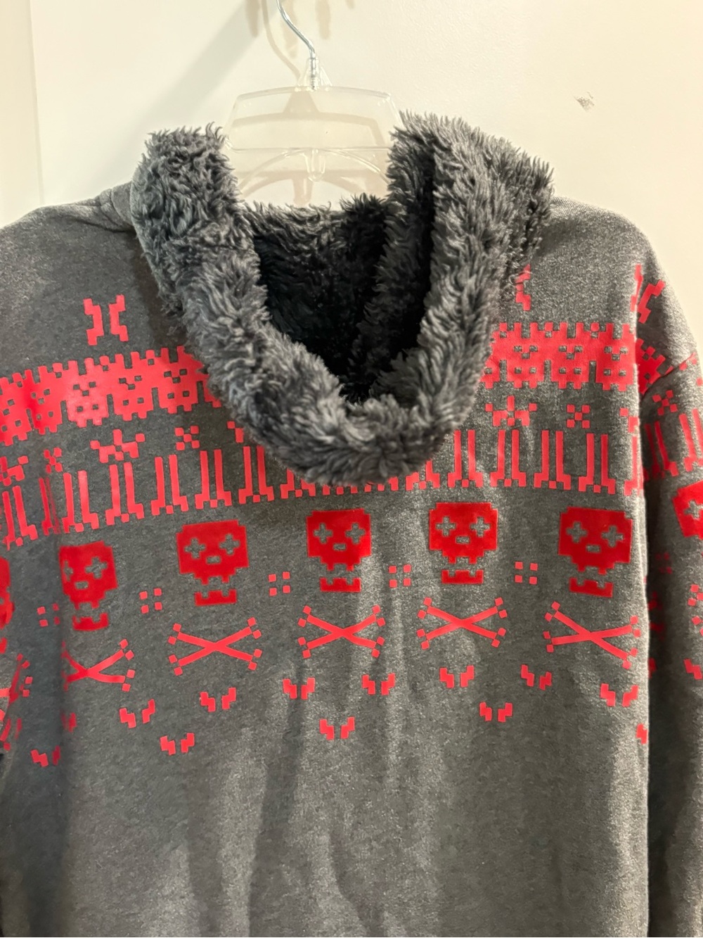 CoolCat Amsterdam Men’s Pixel Skull Fair Isle Zip Hoodie XL - Picture 3 of 4